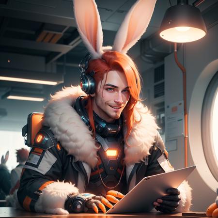 10569-1578619664-,bunnytech , fluffy , carrots, scifi, _scholar , scroll, 1boy,long hair, red hair, glowing eyes, smile ,closed mouth,manly,.png